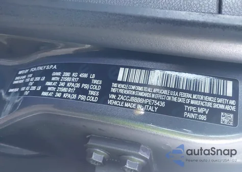 2017 Jeep Renegade Latitude 4X4 from USA, damaged, VIN ZACCJBBB6HPE75436